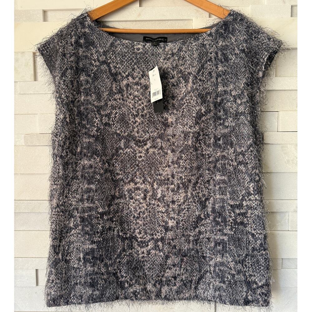 BANANA REPUBLIC NWT Eyelash Texture  Reptile Snake Print Sleeveless Top L